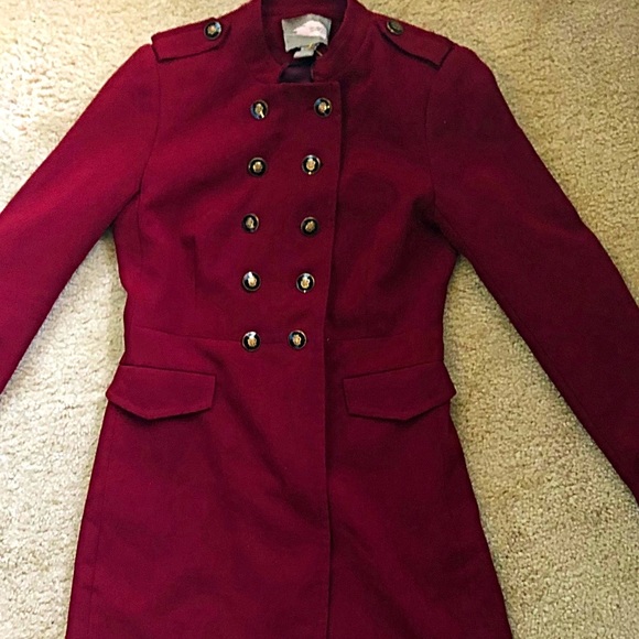 Love 21 burgundy red buttoned trench coat size S - Picture 4 of 6